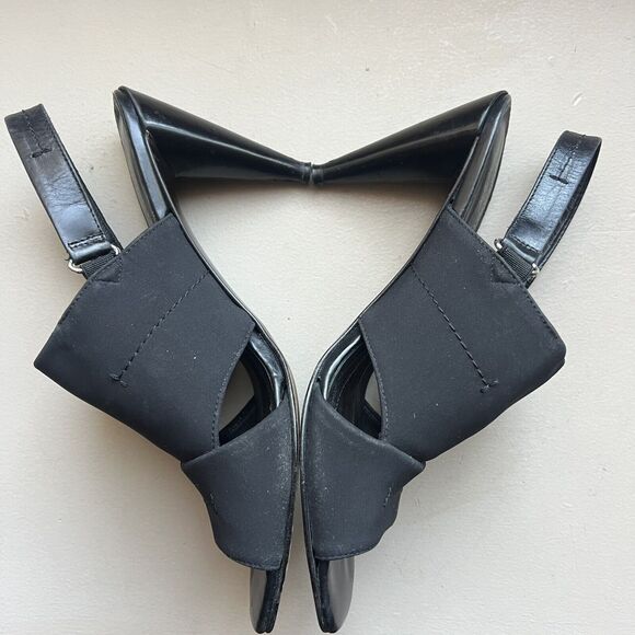 Donald J Pliner Black Stretch Fabric Slingback Italian Sandal Heels Women 8.5 - Picture 5 of 16